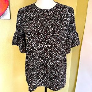 LOFT Bell Sleeve Tiny Print Top